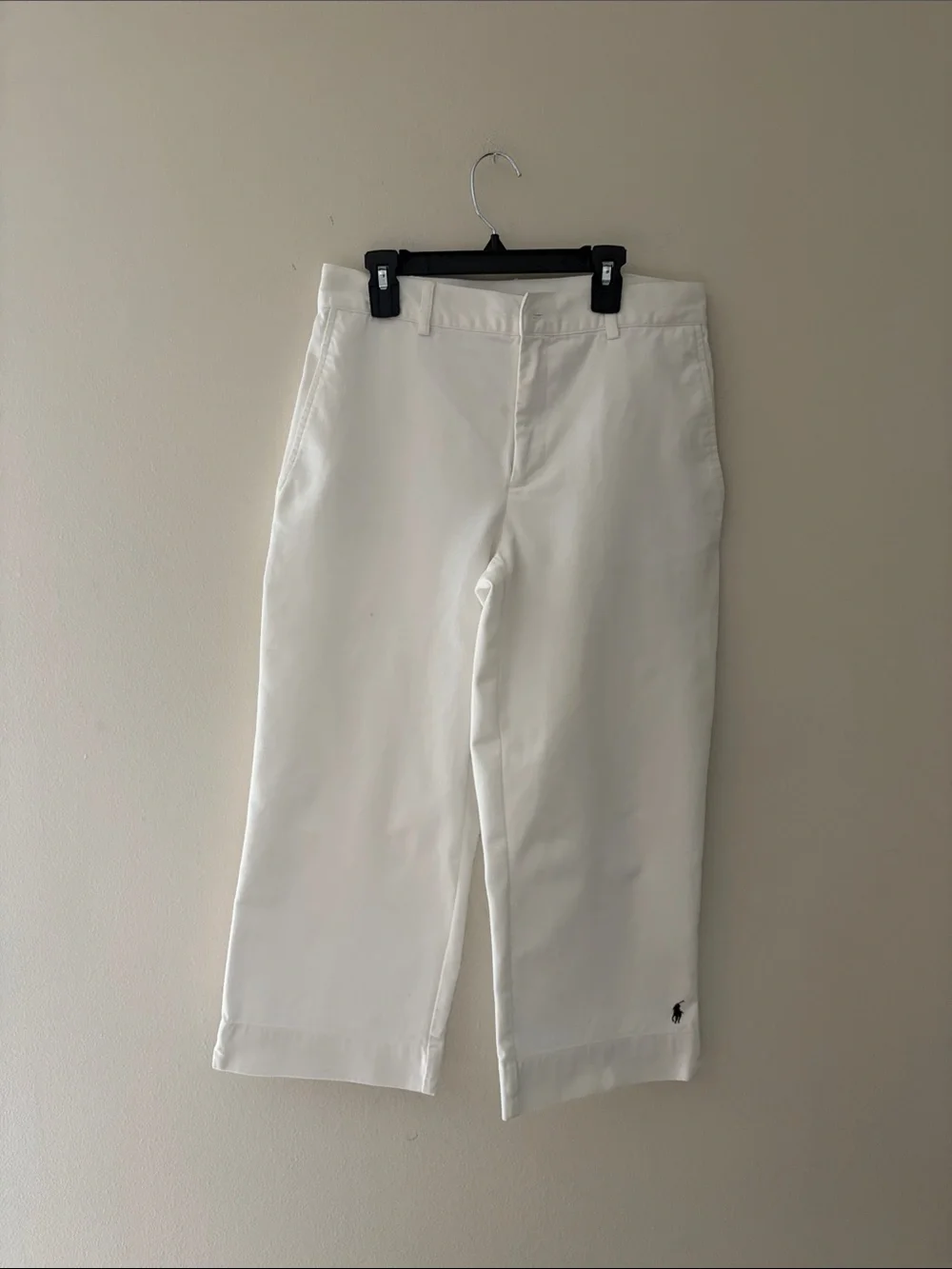 Ralph Lauren 100% Cotton White Cropped Wide-Leg Pants- Size 6!!